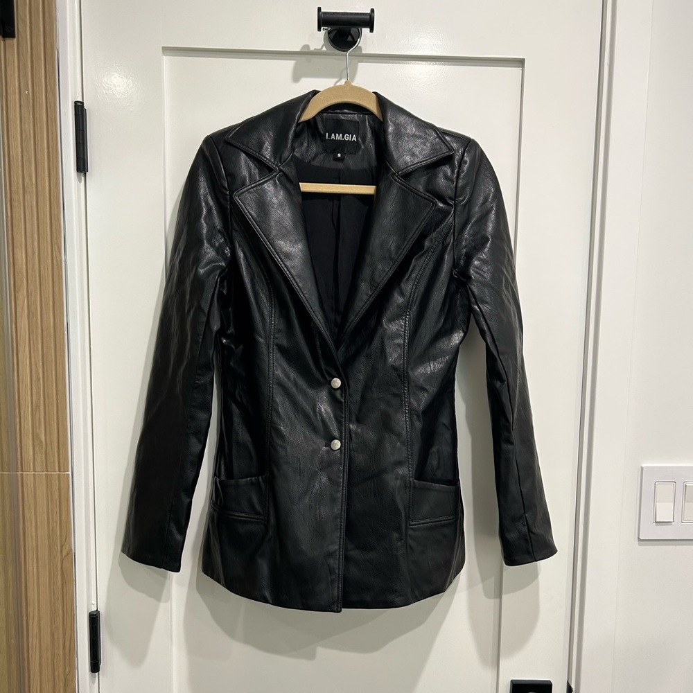 I Am Gia Faux Leather Blazer Jacket